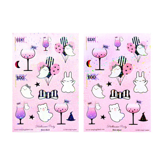 Halloween Party (Deco Sheet + holographic black / bubble glitter iridescent overlay ) (you pick)