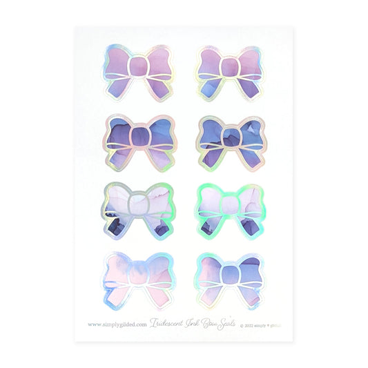 Iridescent Ink Bow Seals (silver holographic foil)