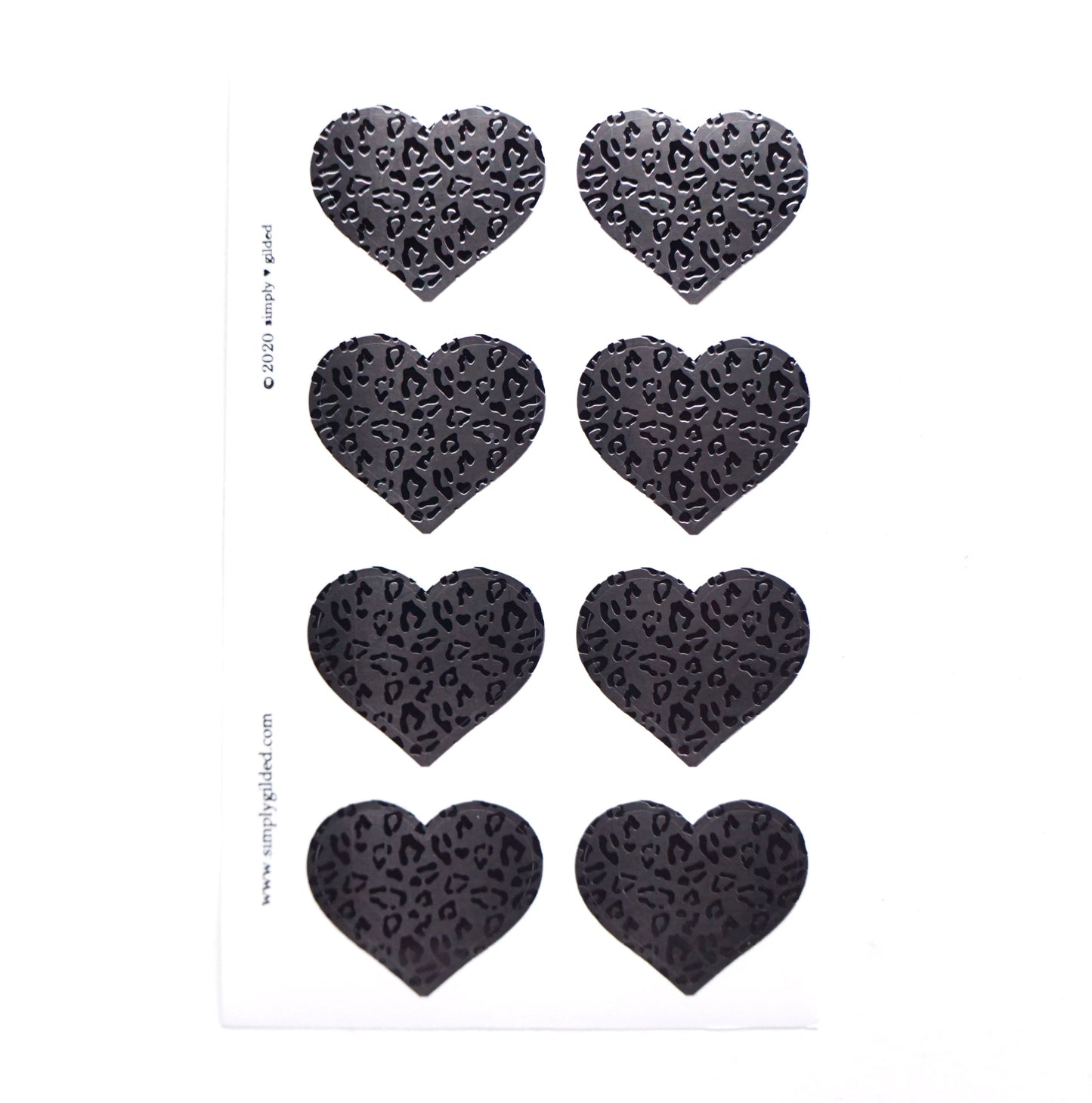 SEALS/LABELS - HEART seals - black on black leopard