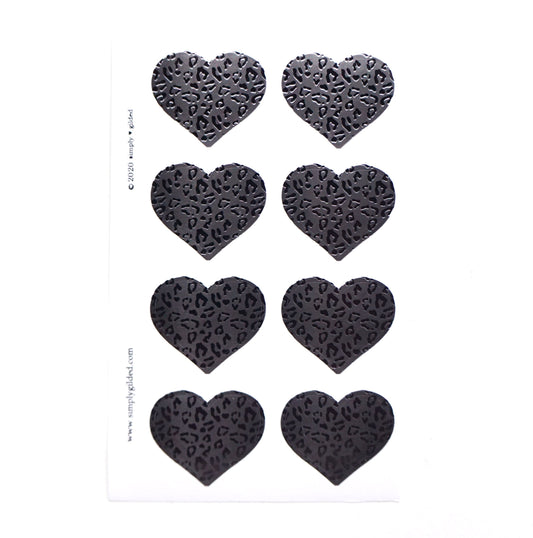 SEALS/LABELS - HEART seals - black on black leopard